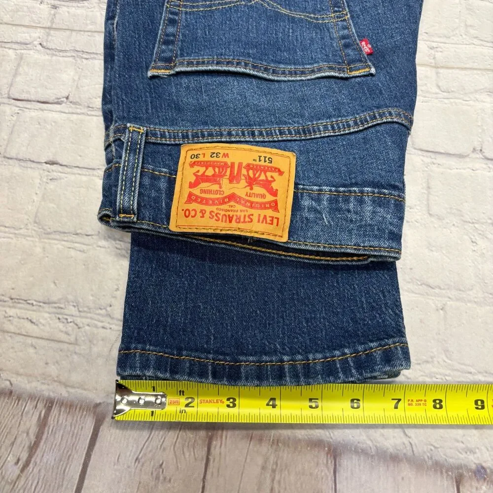 NWT Levi's 511 Slim Fit Jeans Men Size 32x30 Blue Denim Stretch C132 -28
